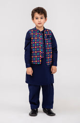 Infant Boys Printed Waist Coat 3 Piece -SIS727125